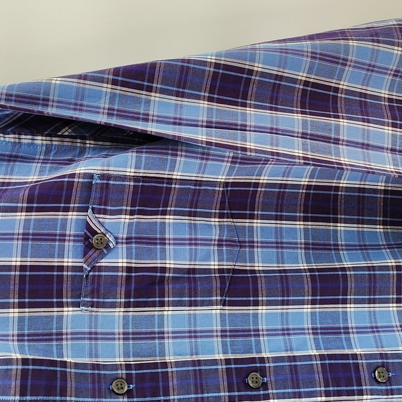 Banana Republic Men's blue plaid button up size large long sleeve - Picture 3 of 6